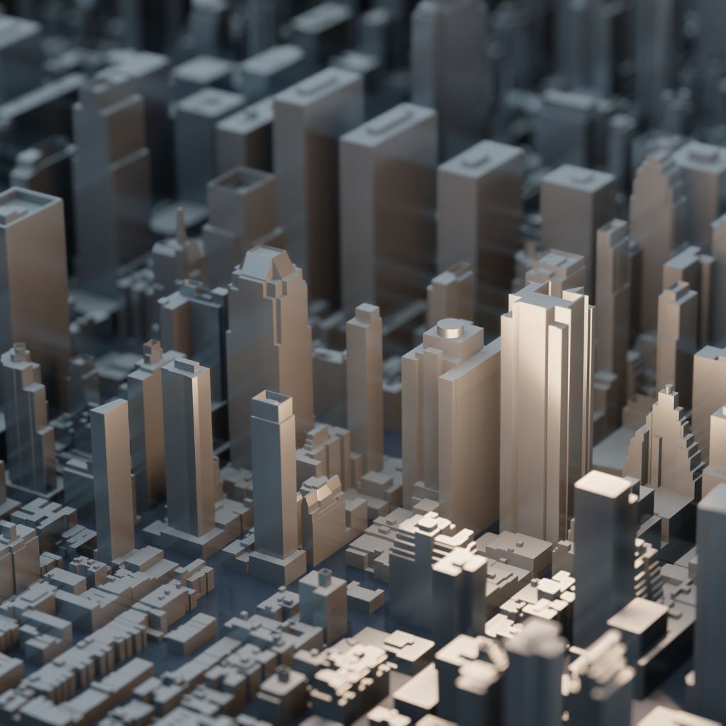 3D City high-rise blocks model render