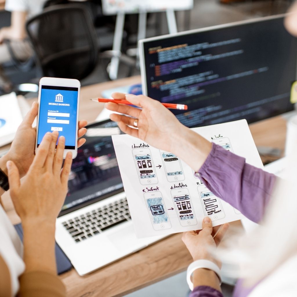 Flutter App Development illustration mockup