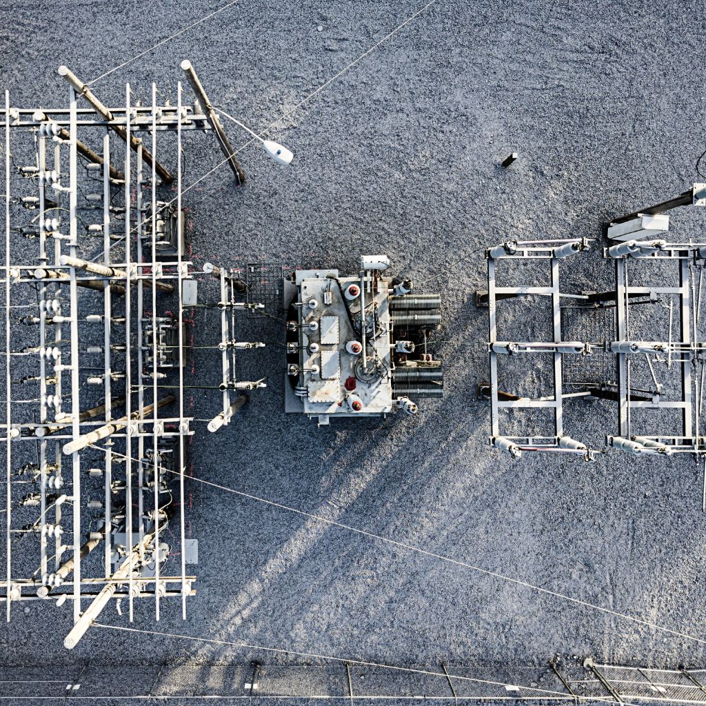 Large concrete suspension bridge overview