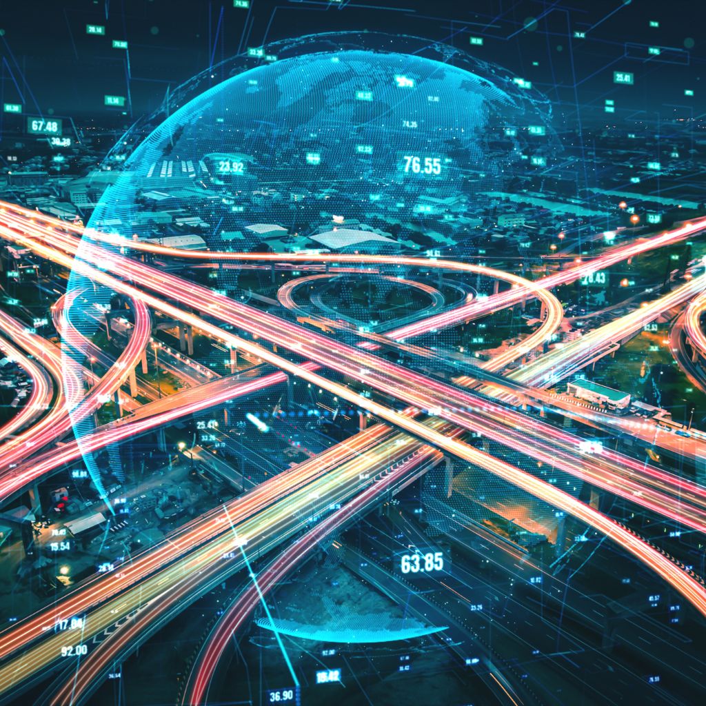 Dark highway routes traffic scan