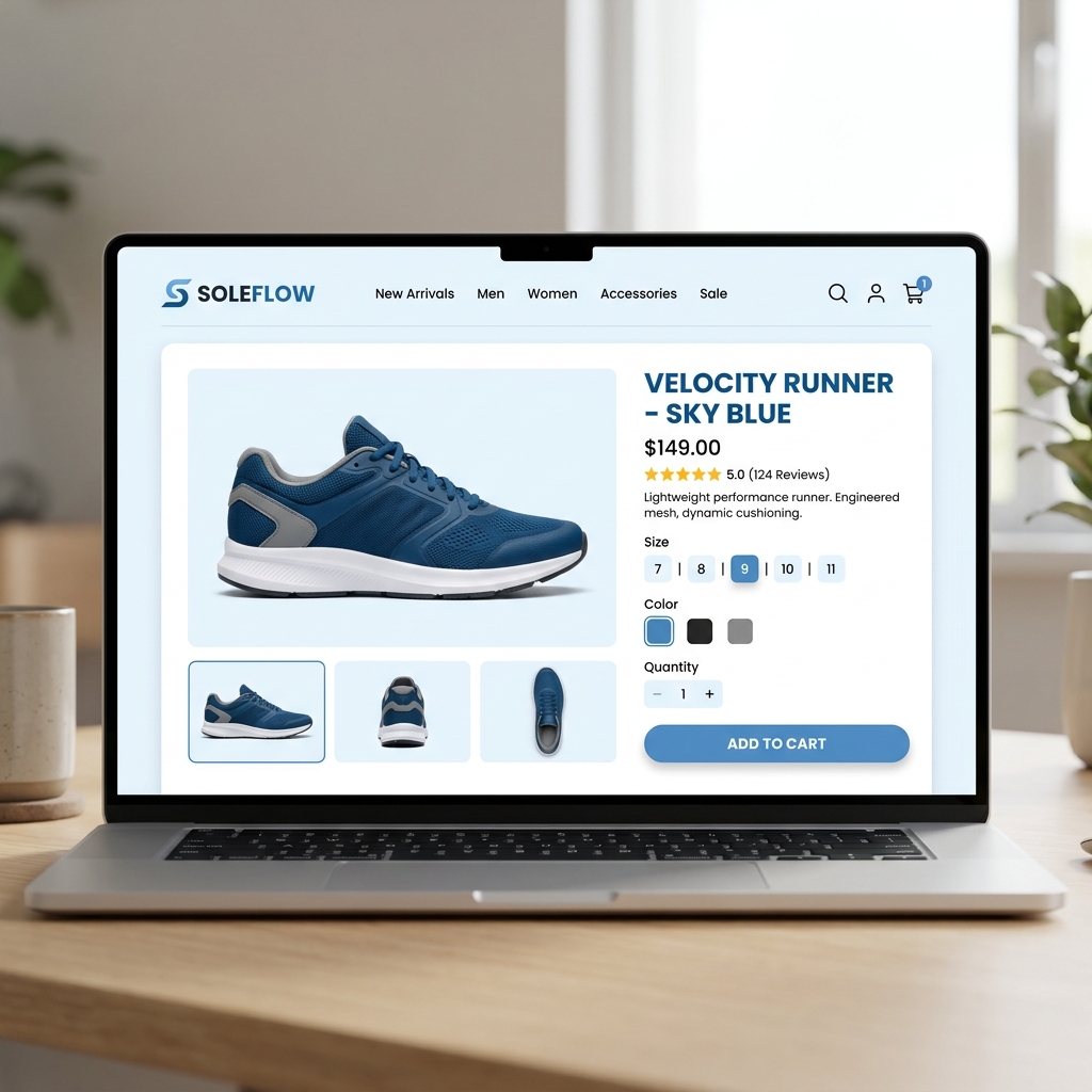 E-commerce Platform Sneaker Shop Mockup Laptop View